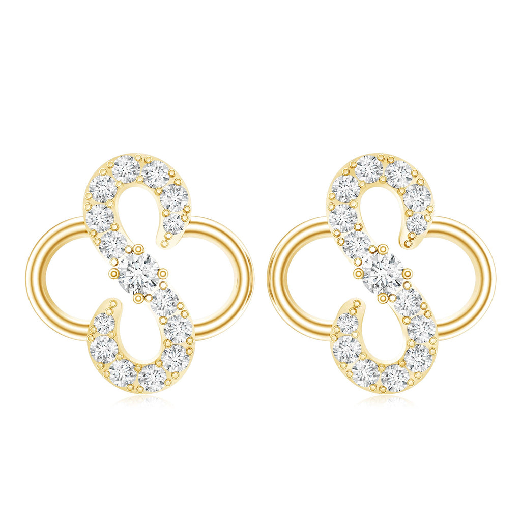 Lab Grown Diamond Floral Stud Earrings with Screw Back
