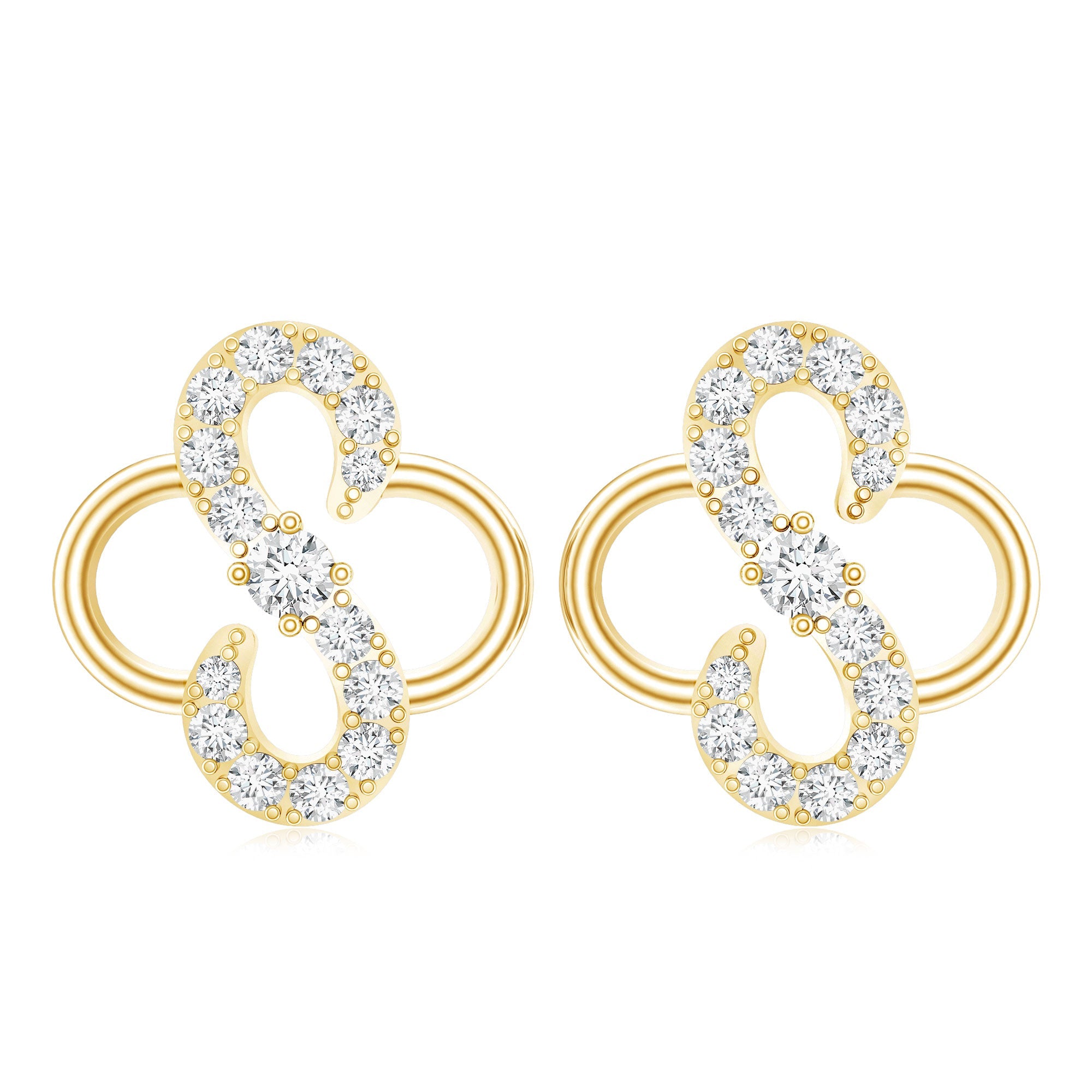 Lab Grown Diamond Floral Stud Earrings with Screw Back