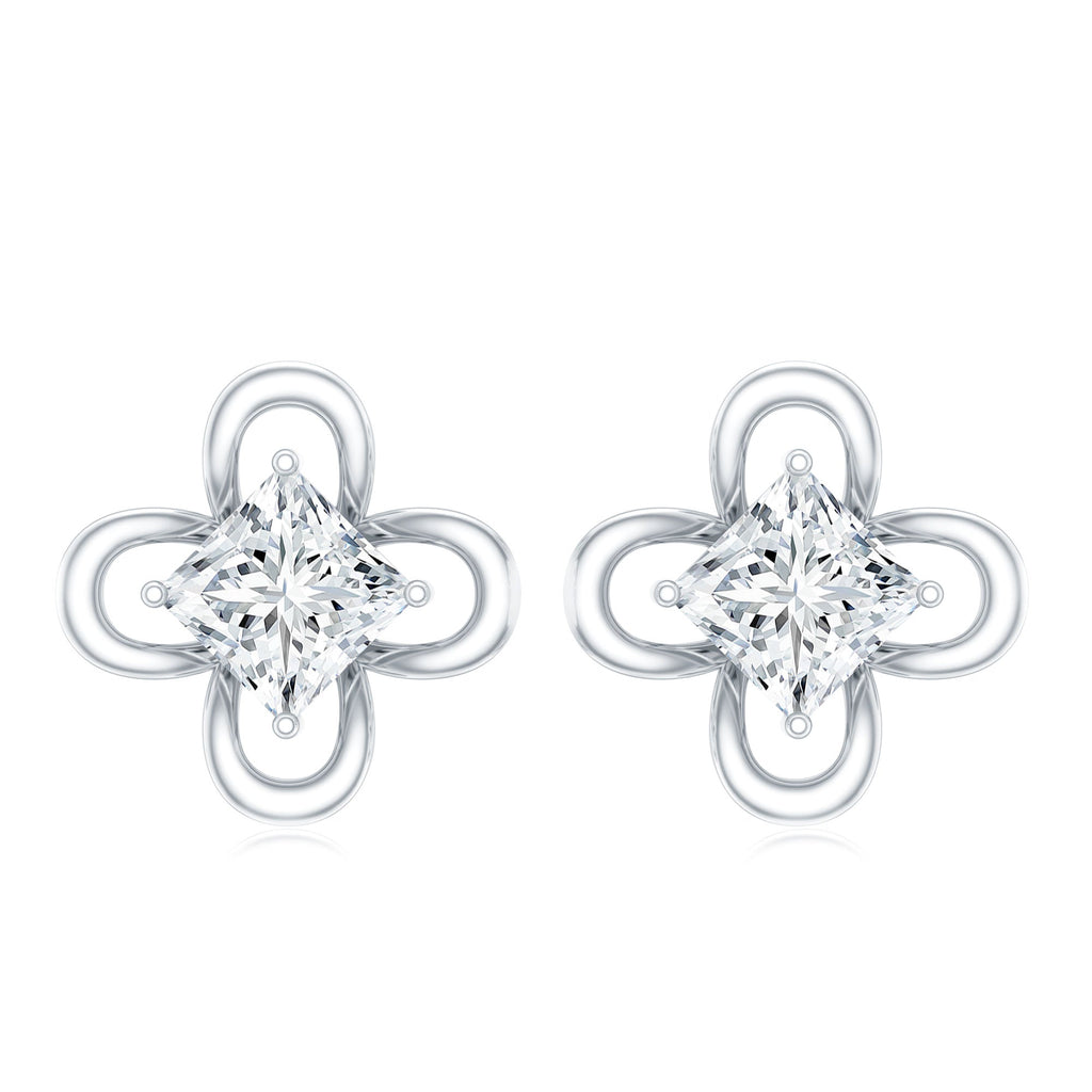 Cute Lab Diamond Flower Stud Earrings