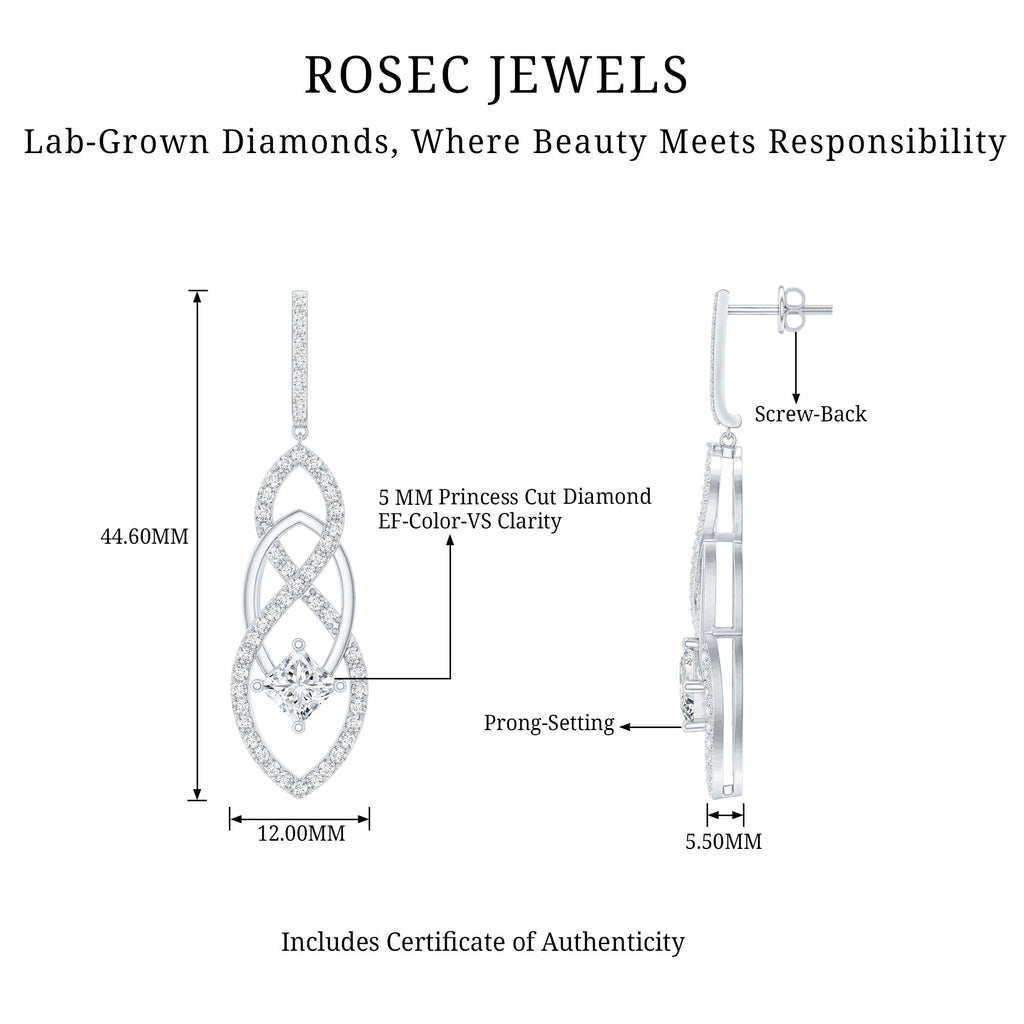 Certified Lab Grown Bridal Dangle Earrings