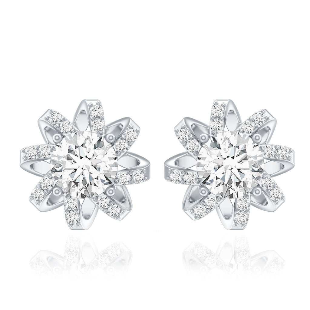 Lab Grown Diamond Round Solitaire Stud Earrings with Screw Back