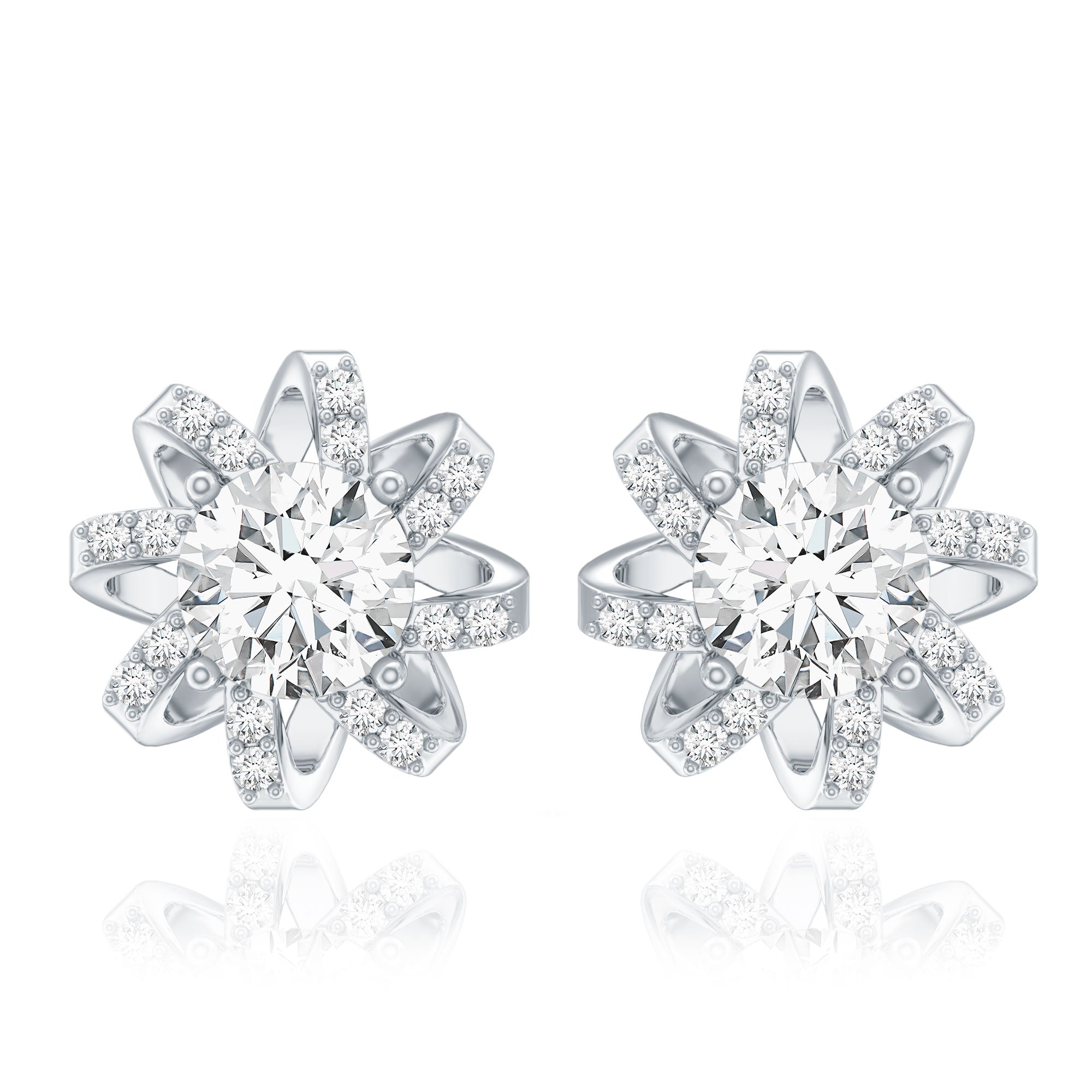 Lab Grown Diamond Round Solitaire Stud Earrings with Screw Back