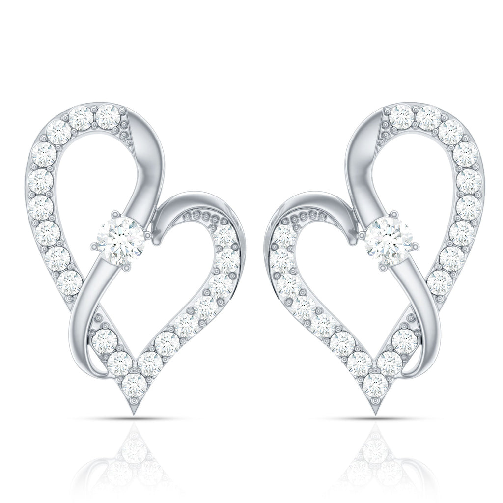 Lab Grown Diamond Heart Stud Earrings with Screw Back