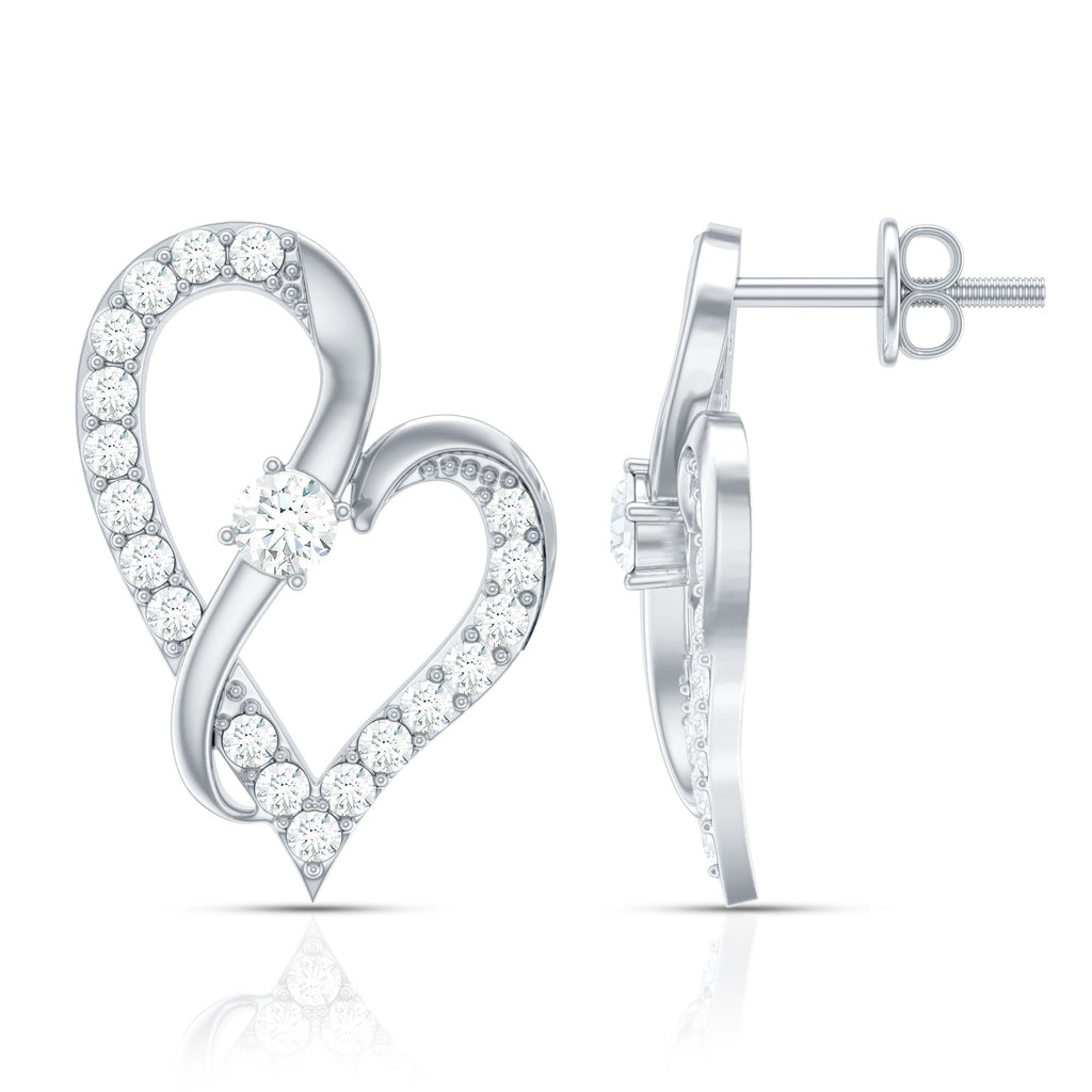 Lab Grown Diamond Heart Stud Earrings with Screw Back