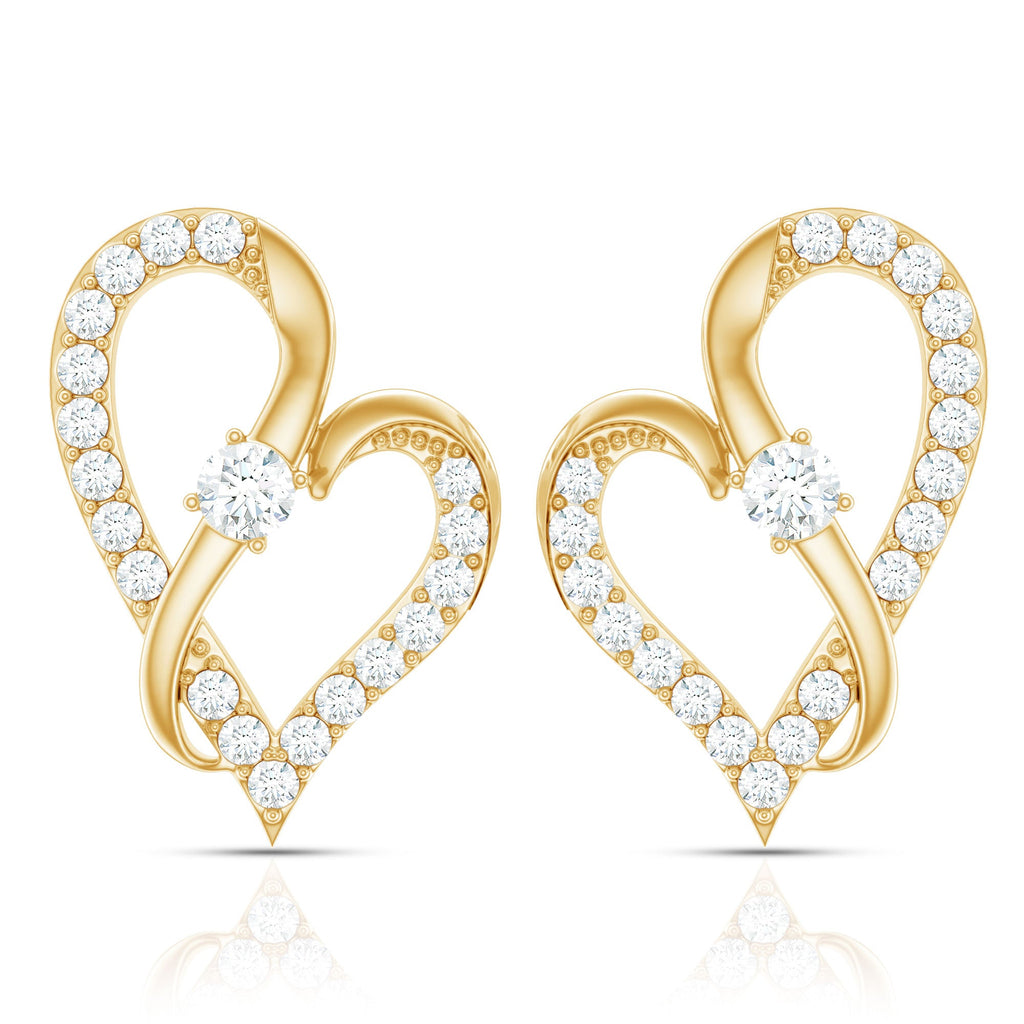 Lab Grown Diamond Heart Stud Earrings with Screw Back