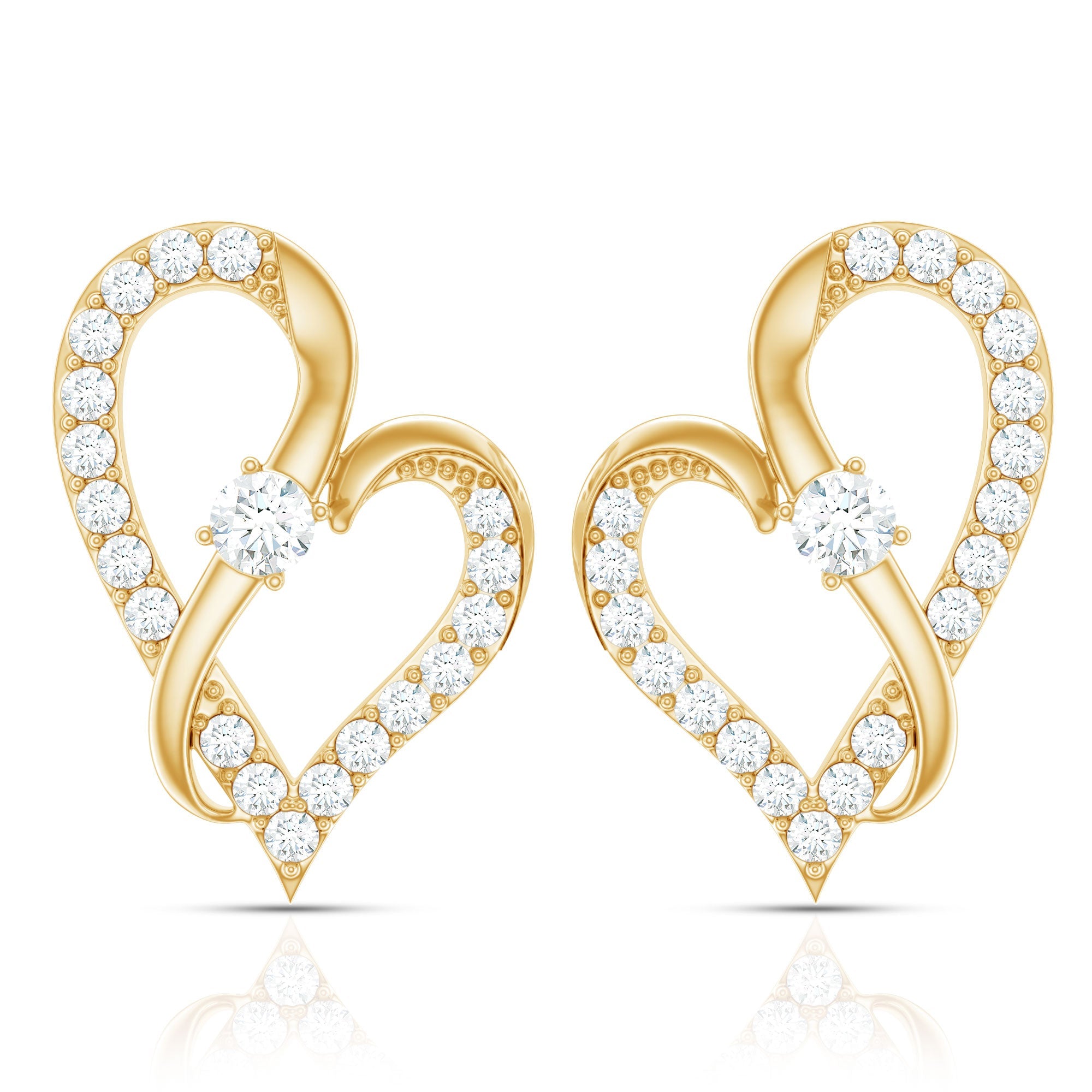 Lab Grown Diamond Heart Stud Earrings with Screw Back