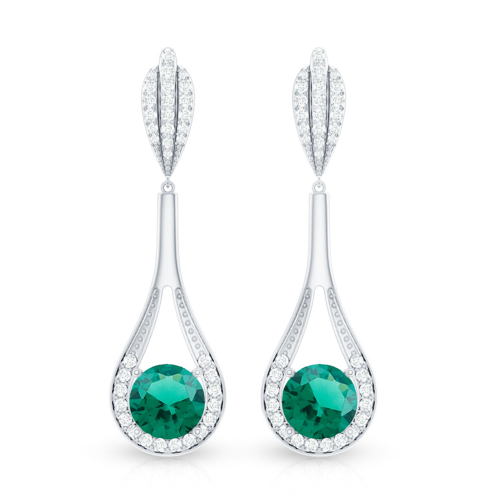 Certified Lab Grown Emerald Wedding Earrings With Diamond