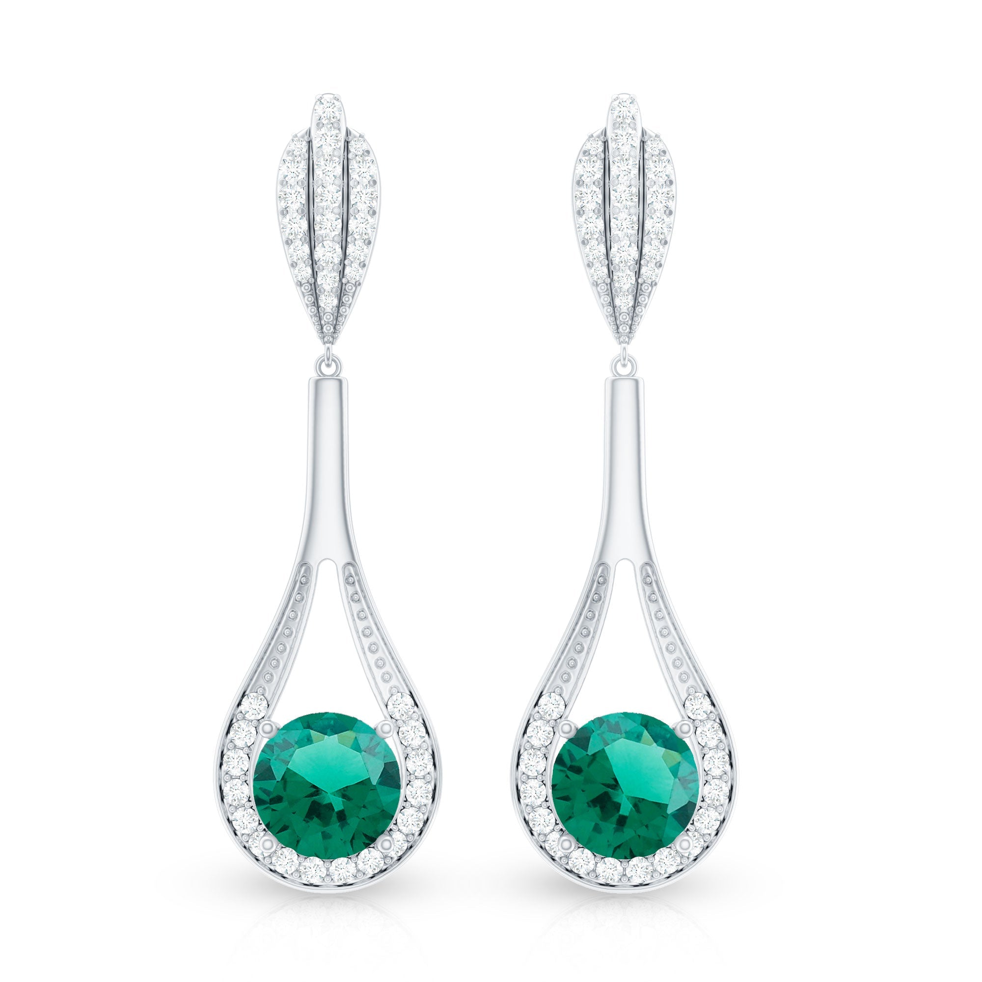 Certified Lab Grown Emerald Wedding Earrings With Diamond