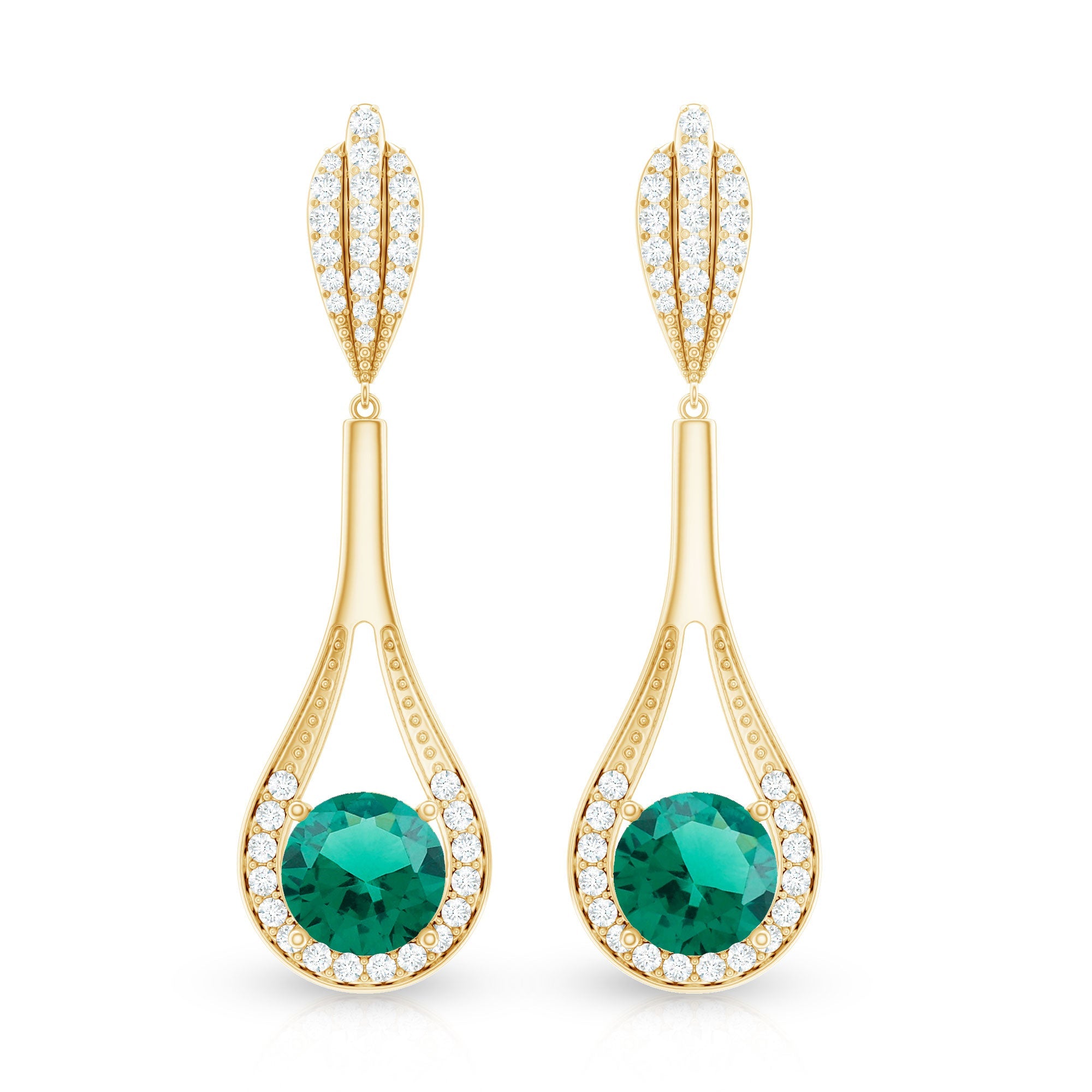 Certified Lab Grown Emerald Wedding Earrings With Diamond