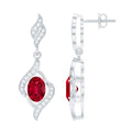Lab Grown Ruby Wedding Earrings with Diamond Accent