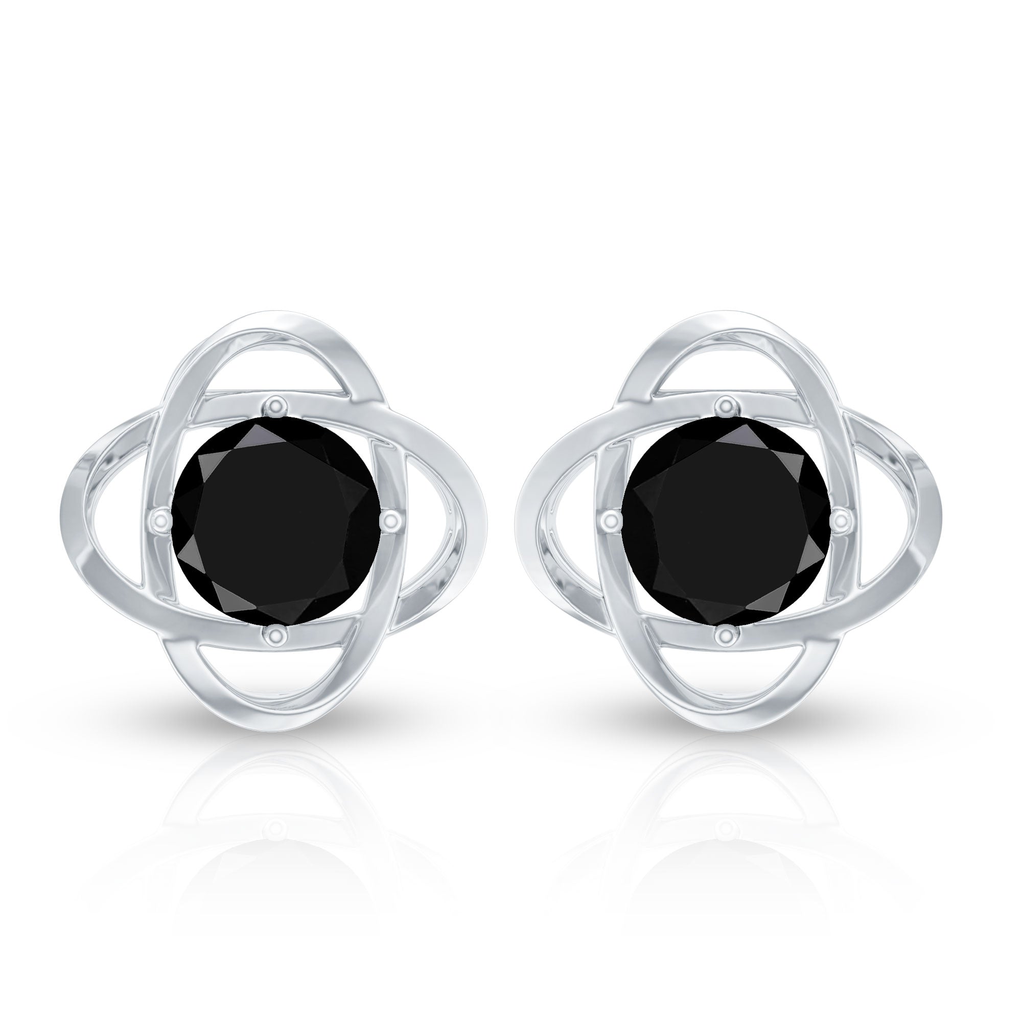 Certified Lab Grown Black Diamond Stud Earrings With Screw Back