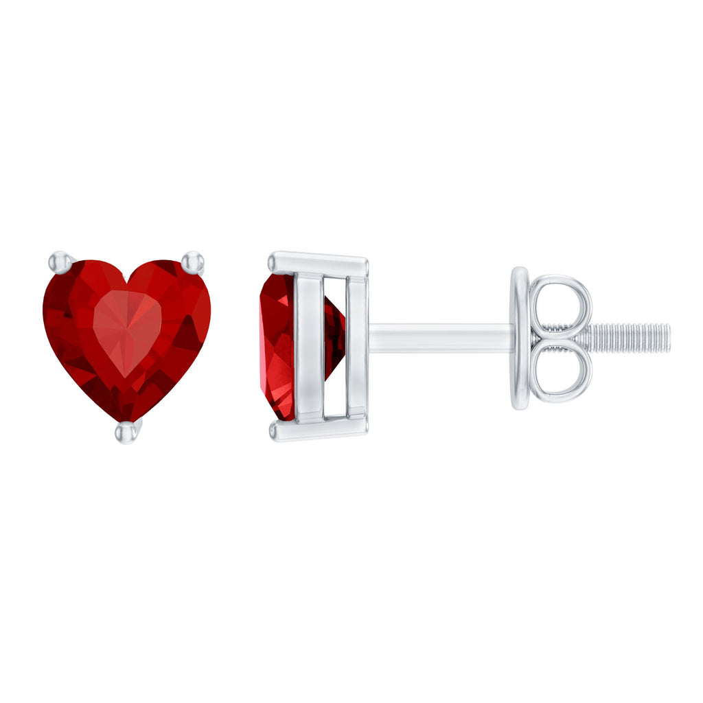Heart Shape Lab Grown Ruby Valentines Day Earrings