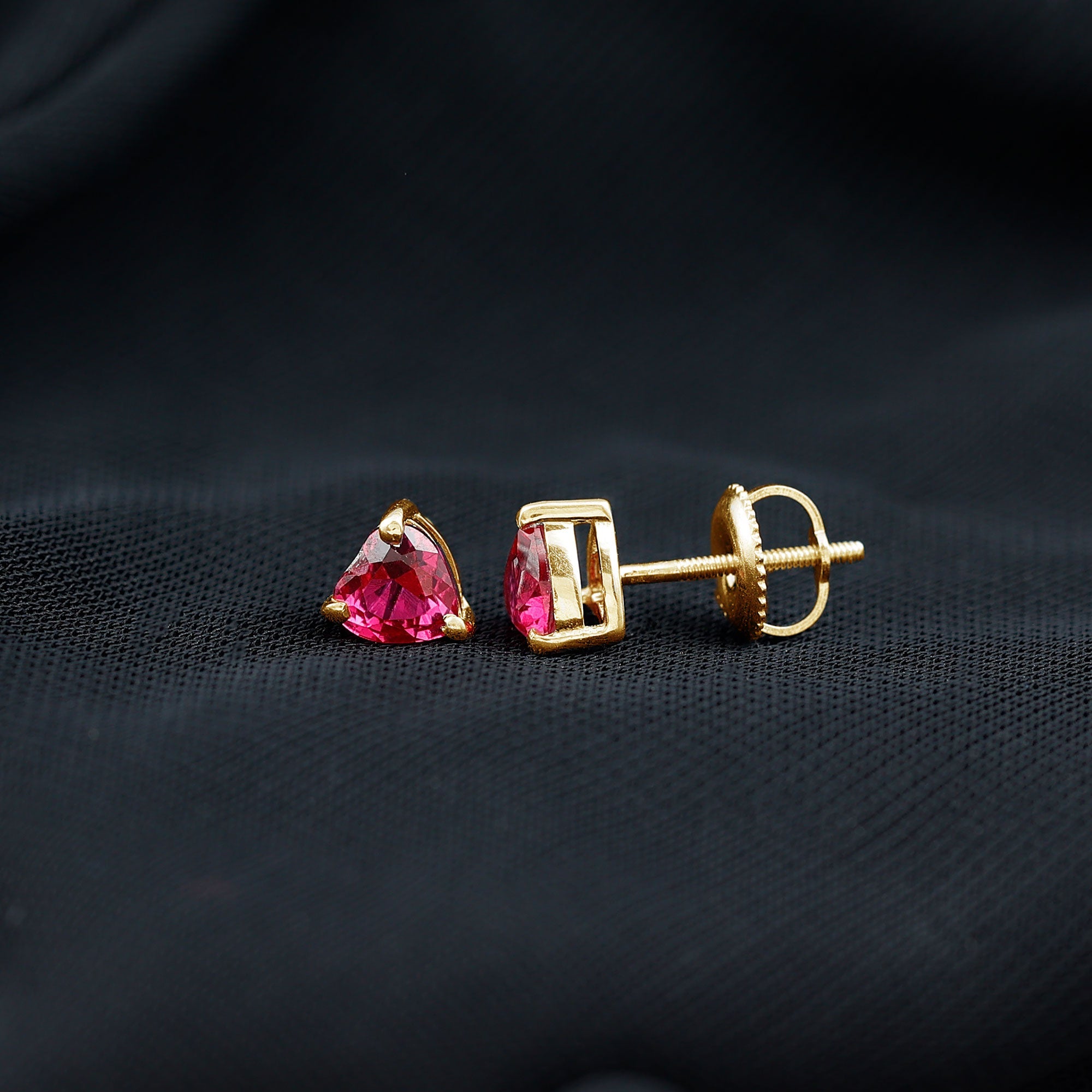 Heart Shape Lab Grown Ruby Valentines Day Earrings