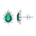 Certificate 1.4 Carat Lab Emerald Stud Earrings with Moissanite Halo