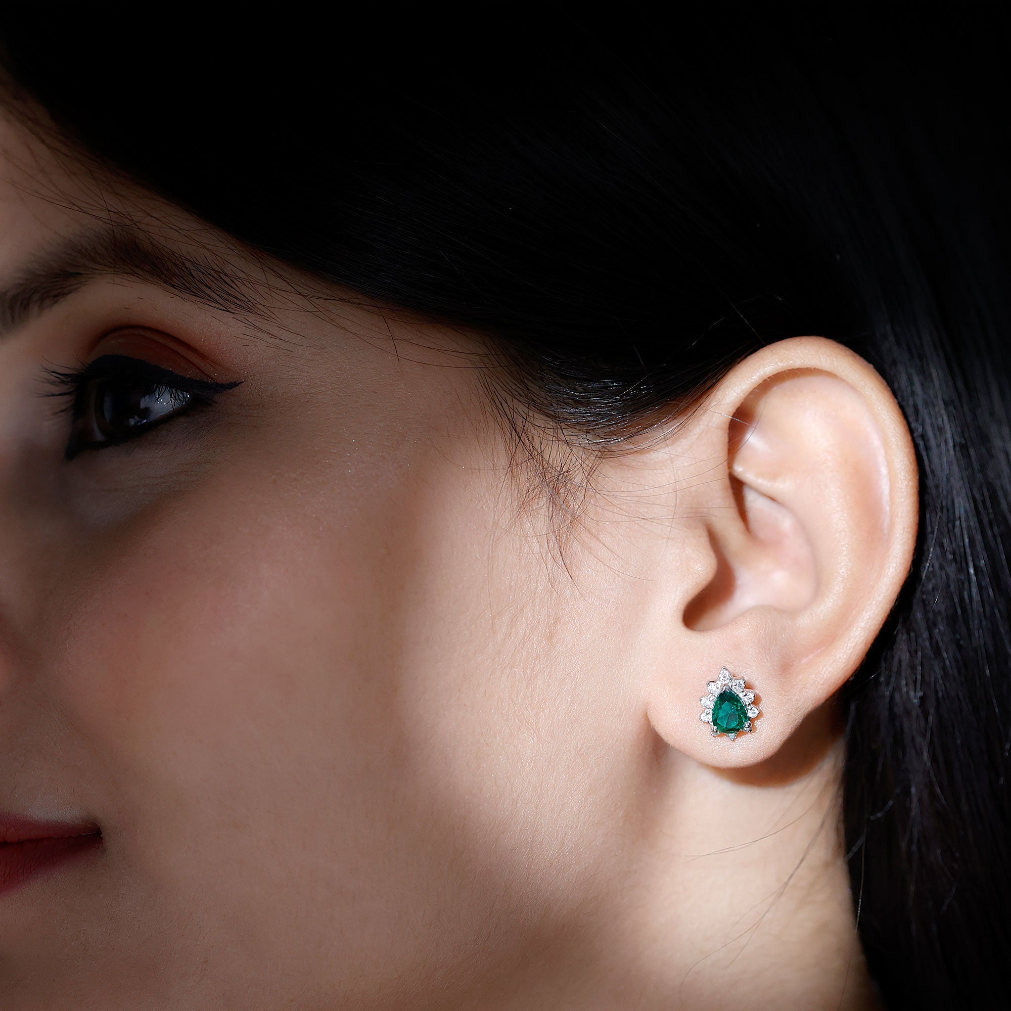 Certificate 1.4 Carat Lab Emerald Stud Earrings with Moissanite Halo