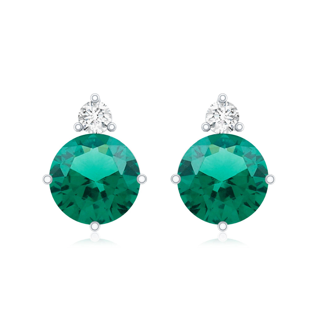 Certified 1.6 Carat Lab Grown Emerald Stud Earrings in Sterling Silver