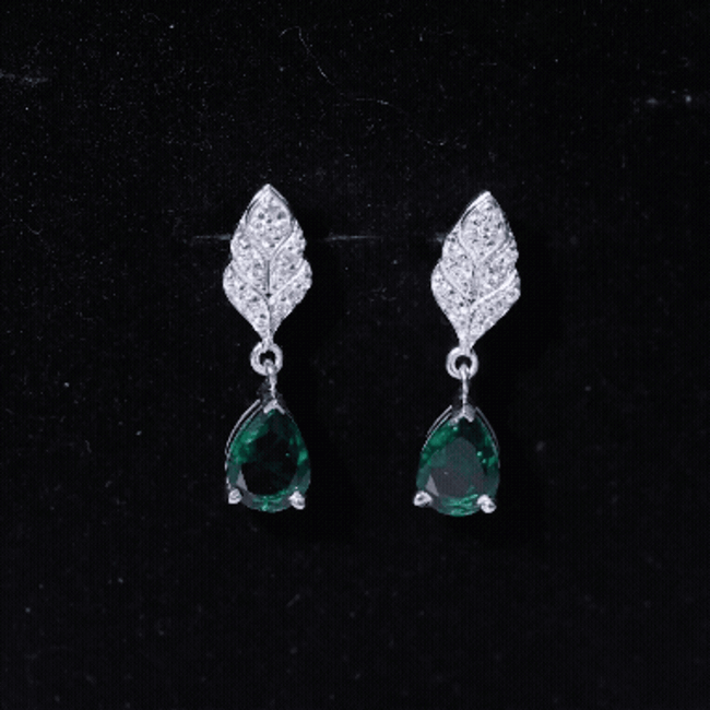 Certified 2 Carat Lab Grown Emerald Designer Earrings with Certificate