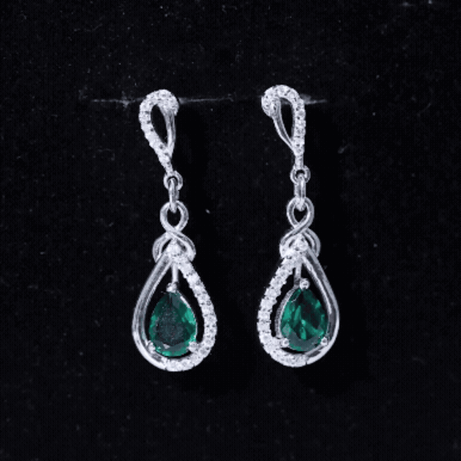 Designer 1.4 Carat Lab Grown Emerald Drop Earrings with Moissanite