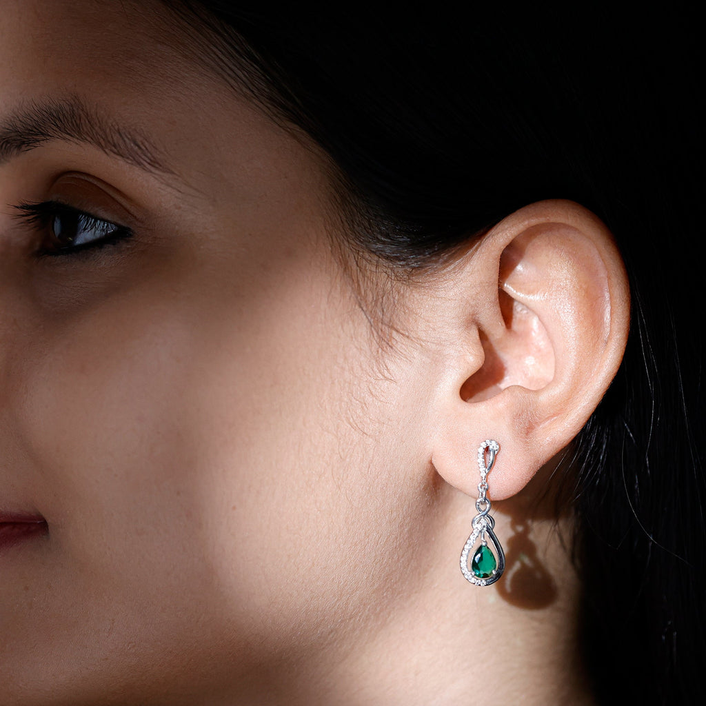 Designer 1.4 Carat Lab Grown Emerald Drop Earrings with Moissanite
