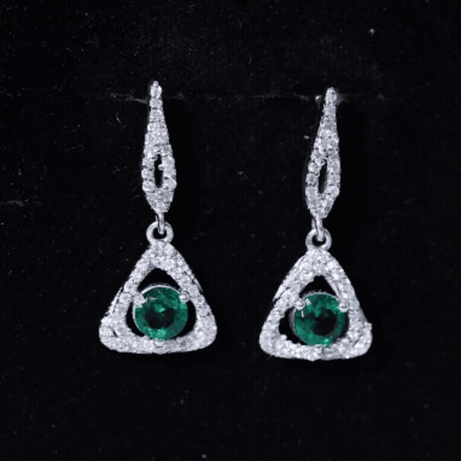 1.6 Carat Lab Grown Emerald Drop Earrings with Moissanite