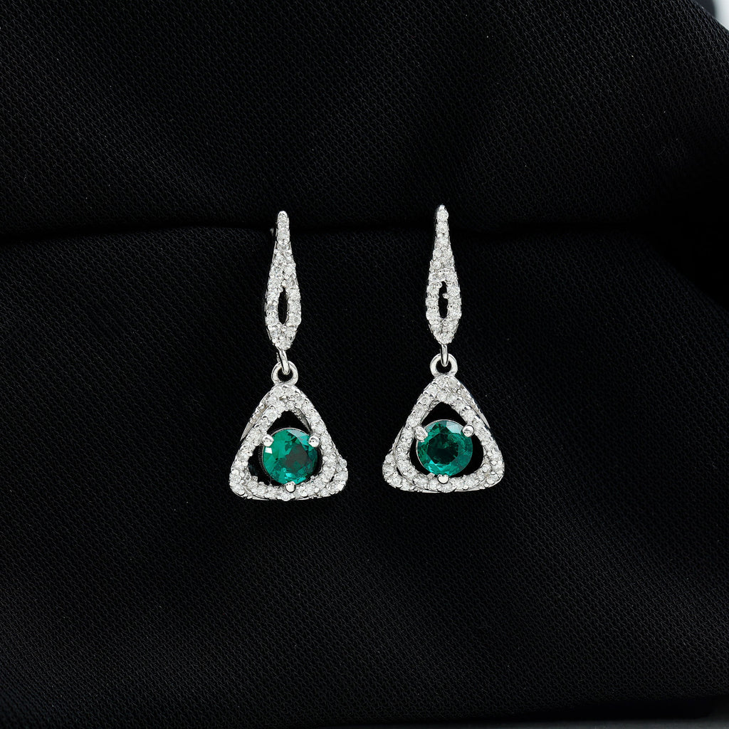 1.6 Carat Lab Grown Emerald Drop Earrings with Moissanite