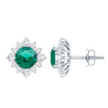 Half Carat Lab Grown Emerald Stud Earrings with Certificate