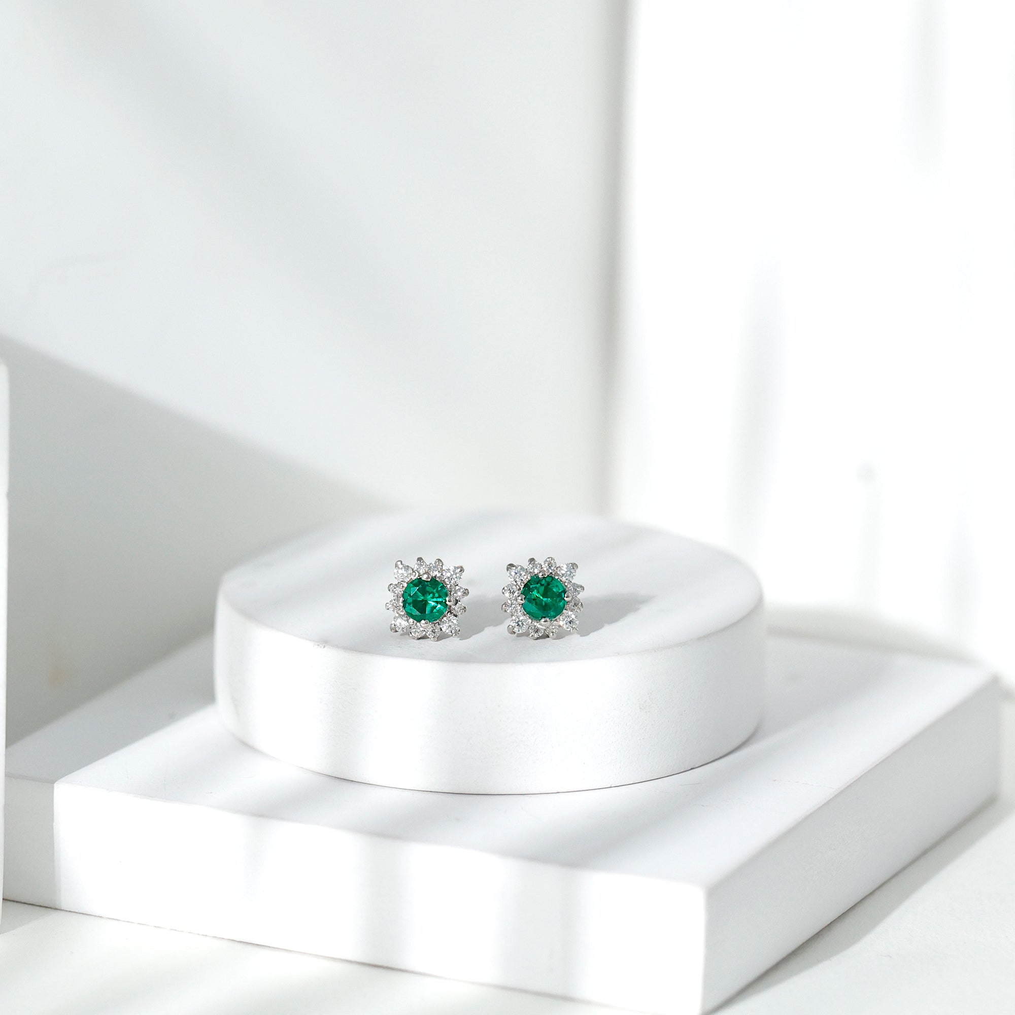 Half Carat Lab Grown Emerald Stud Earrings with Certificate