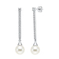 Natural Cultured Pearl Drop Dangle Earrings in Silver