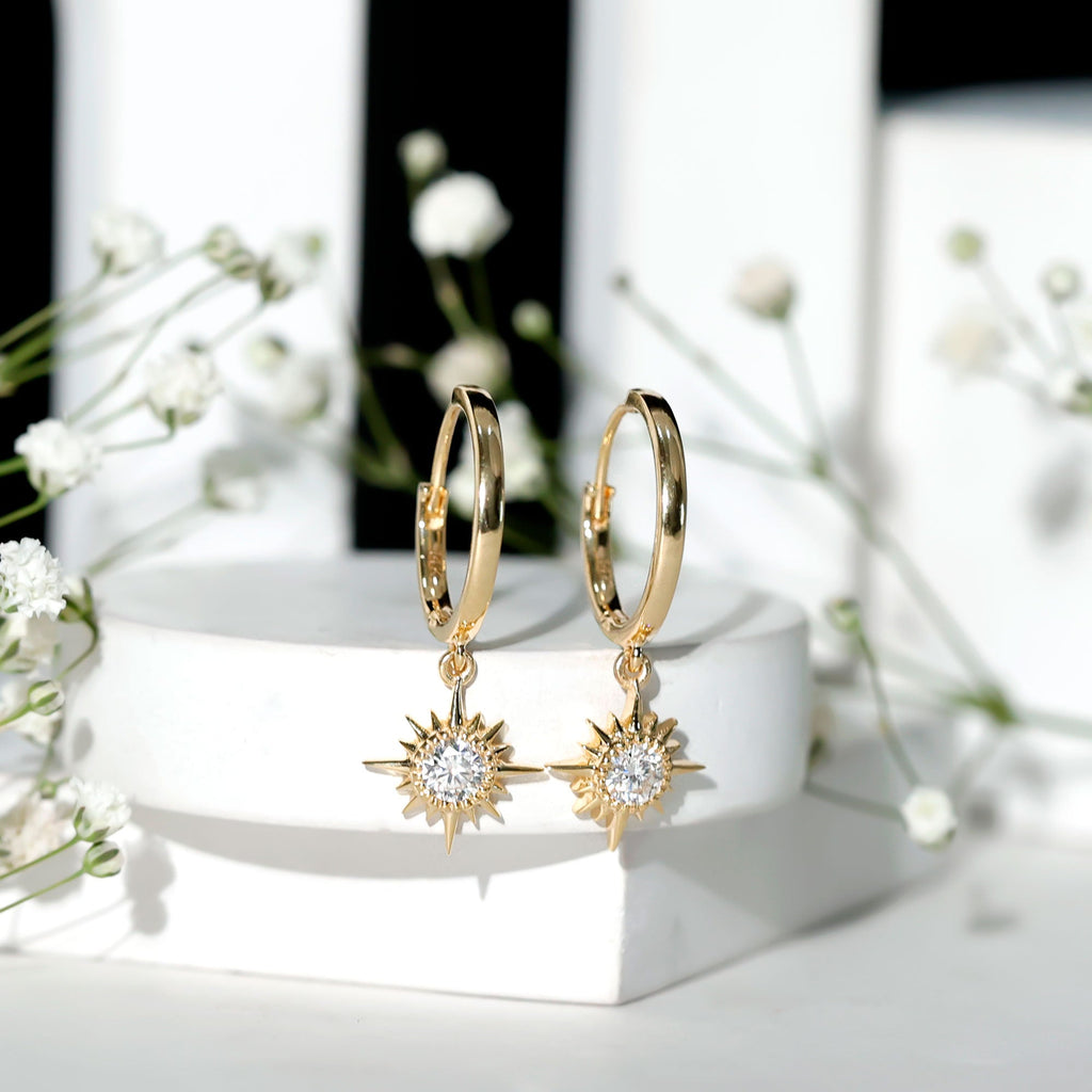 Certified Lab Grown Diamond Sunburst Hoop Earrings