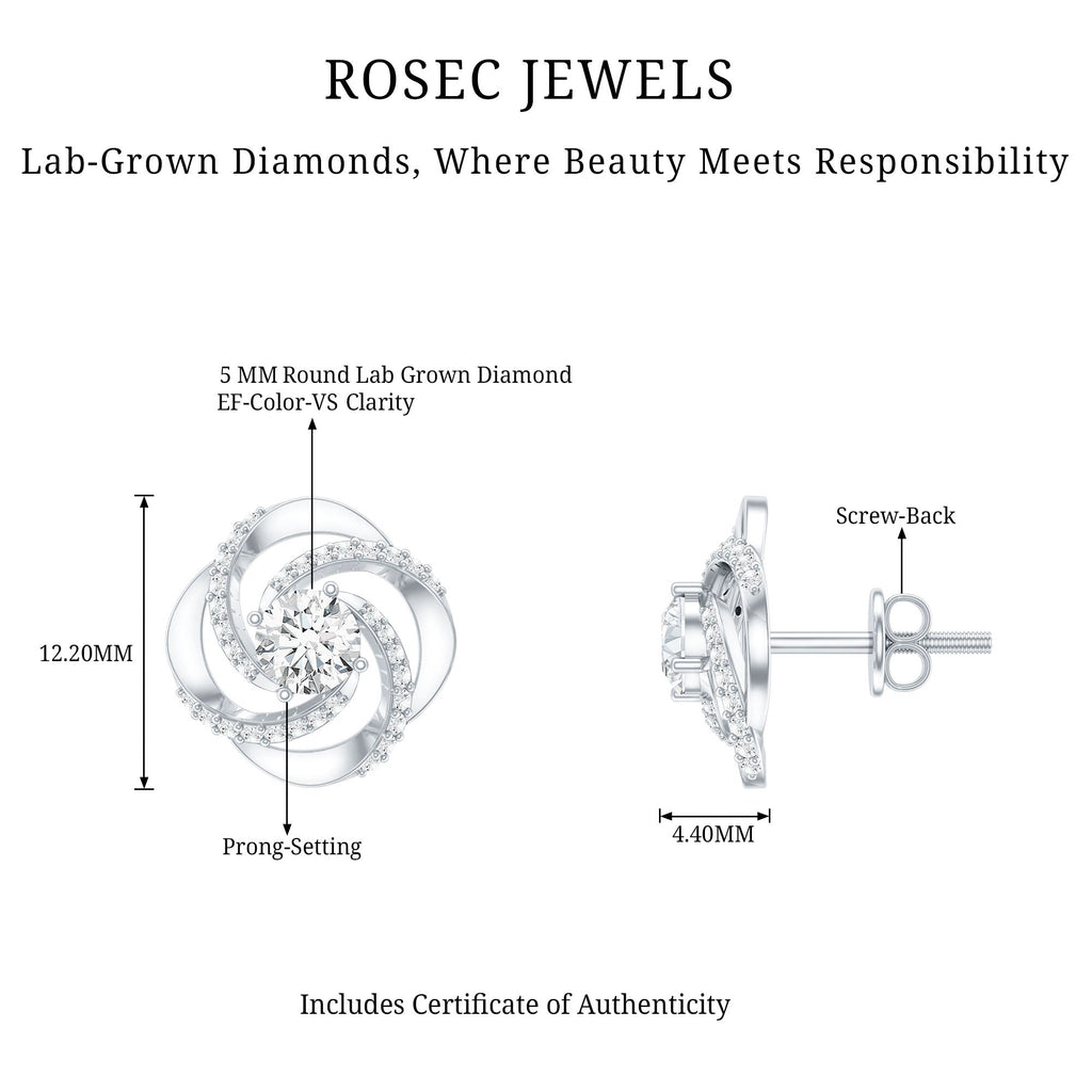 Certified Lab 5 MM Round Diamond Swirl Stud Earrings