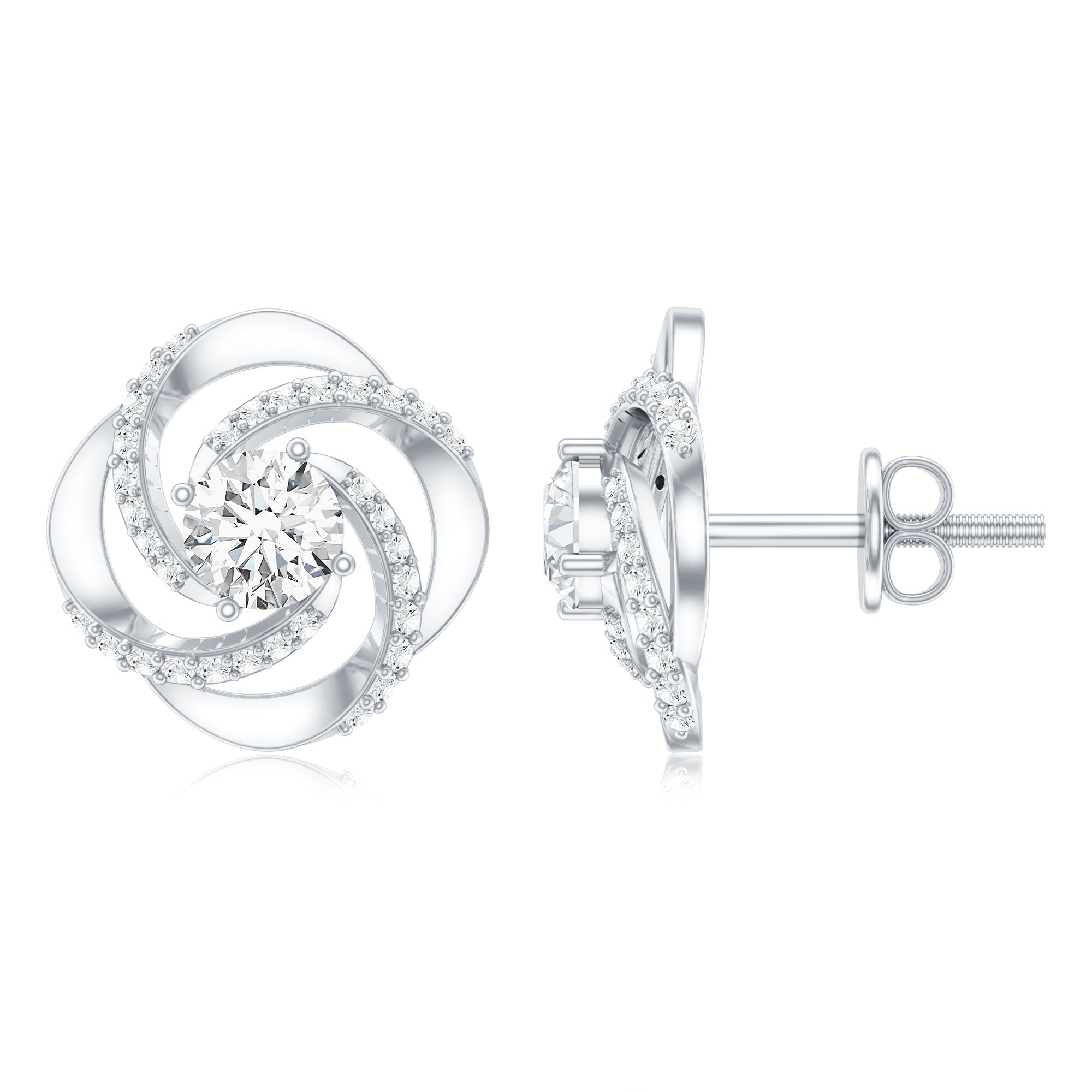 Certified Lab 5 MM Round Diamond Swirl Stud Earrings