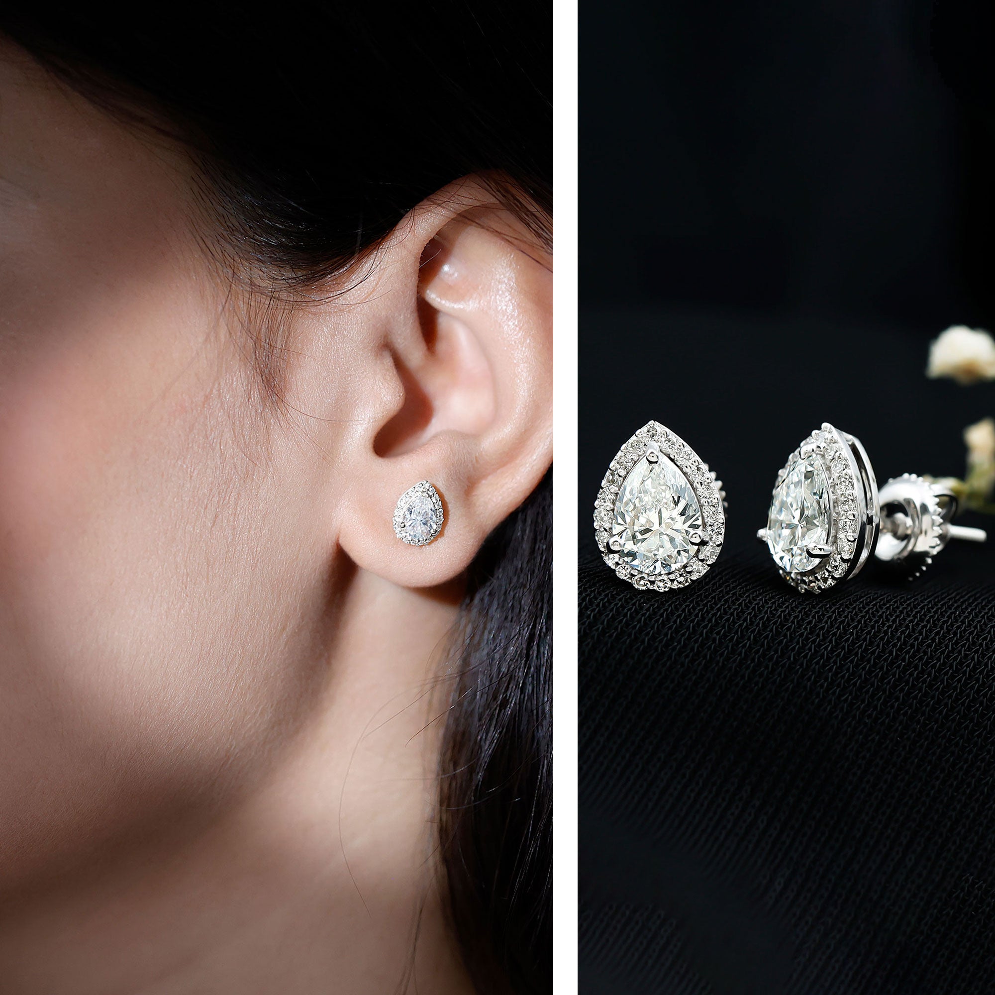 Certified 5X7 MM Lab Grown Diamond Teardrop Stud Earrings