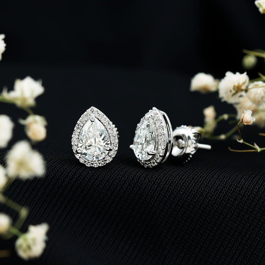 Certified 5X7 MM Lab Grown Diamond Teardrop Stud Earrings