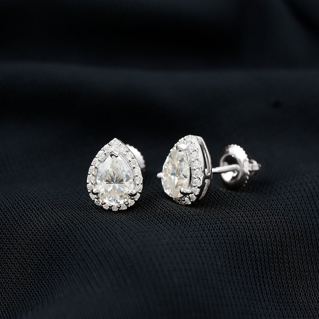 Certified 5X7 MM Lab Grown Diamond Teardrop Stud Earrings