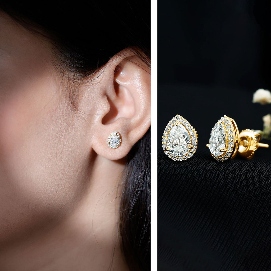 Certified 5X7 MM Lab Grown Diamond Teardrop Stud Earrings