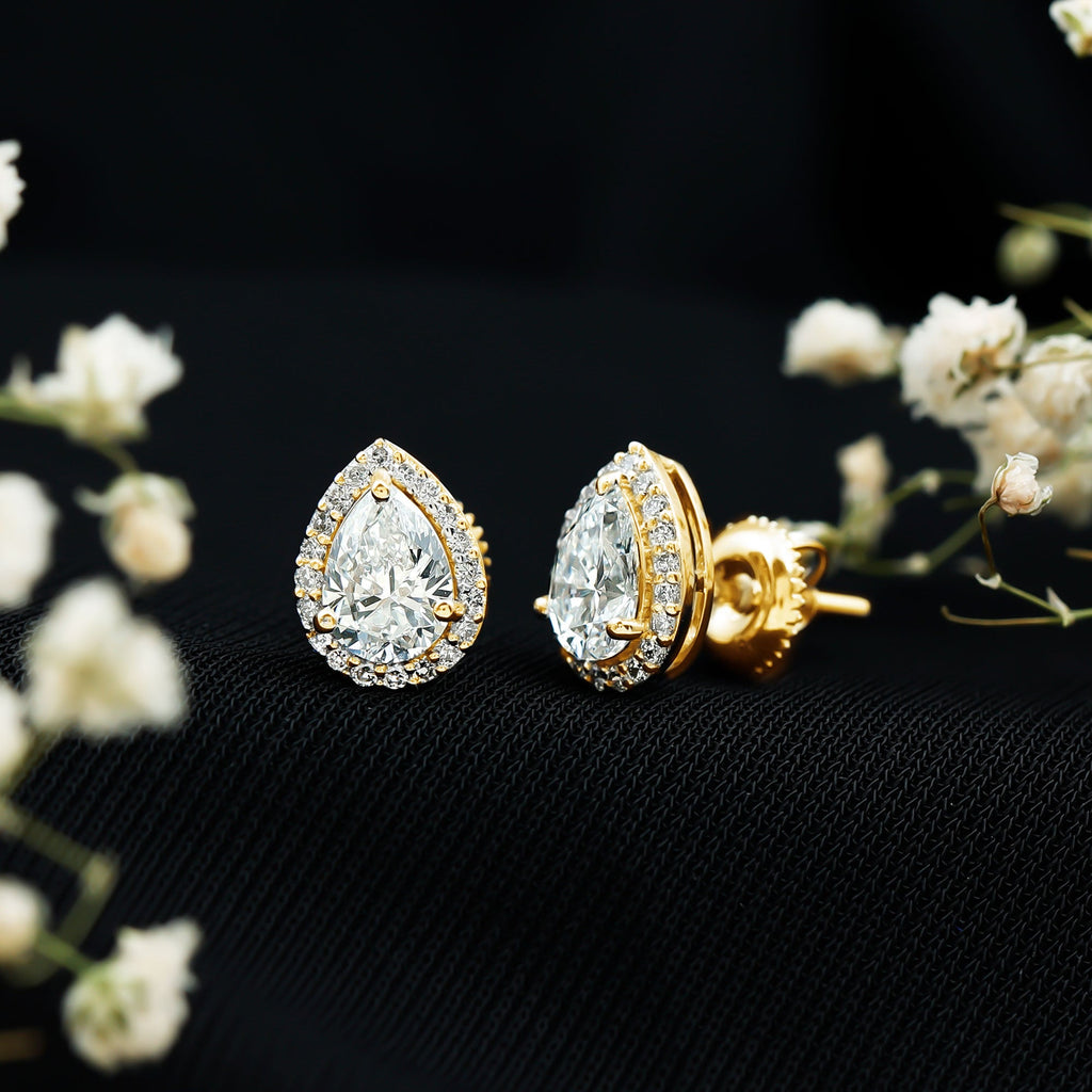Certified 5X7 MM Lab Grown Diamond Teardrop Stud Earrings