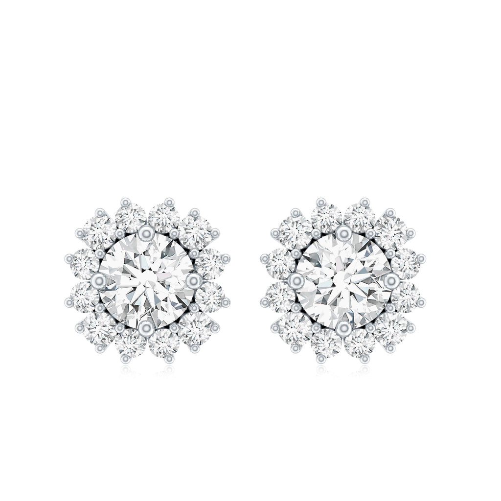 Certified 5 MM Round Lab Grown Diamond Halo Stud Earrings