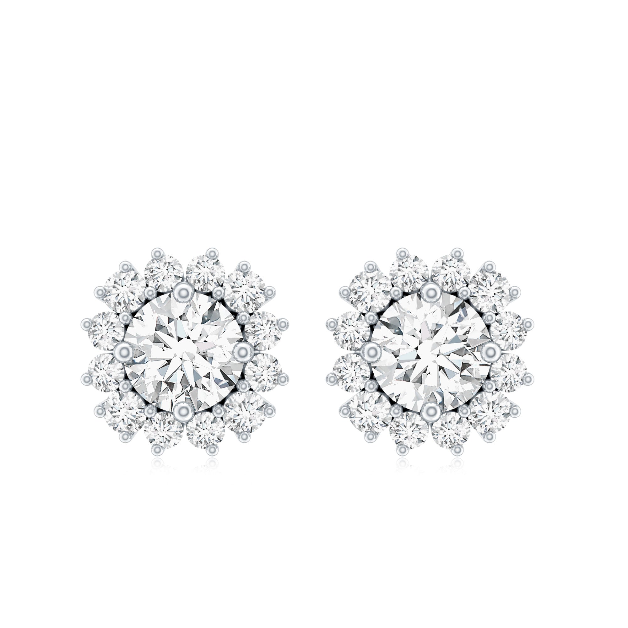 Certified 5 MM Round Lab Grown Diamond Halo Stud Earrings