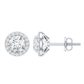 5 MM Round Lab Grown Diamond Halo Stud Earrings With Screw Back