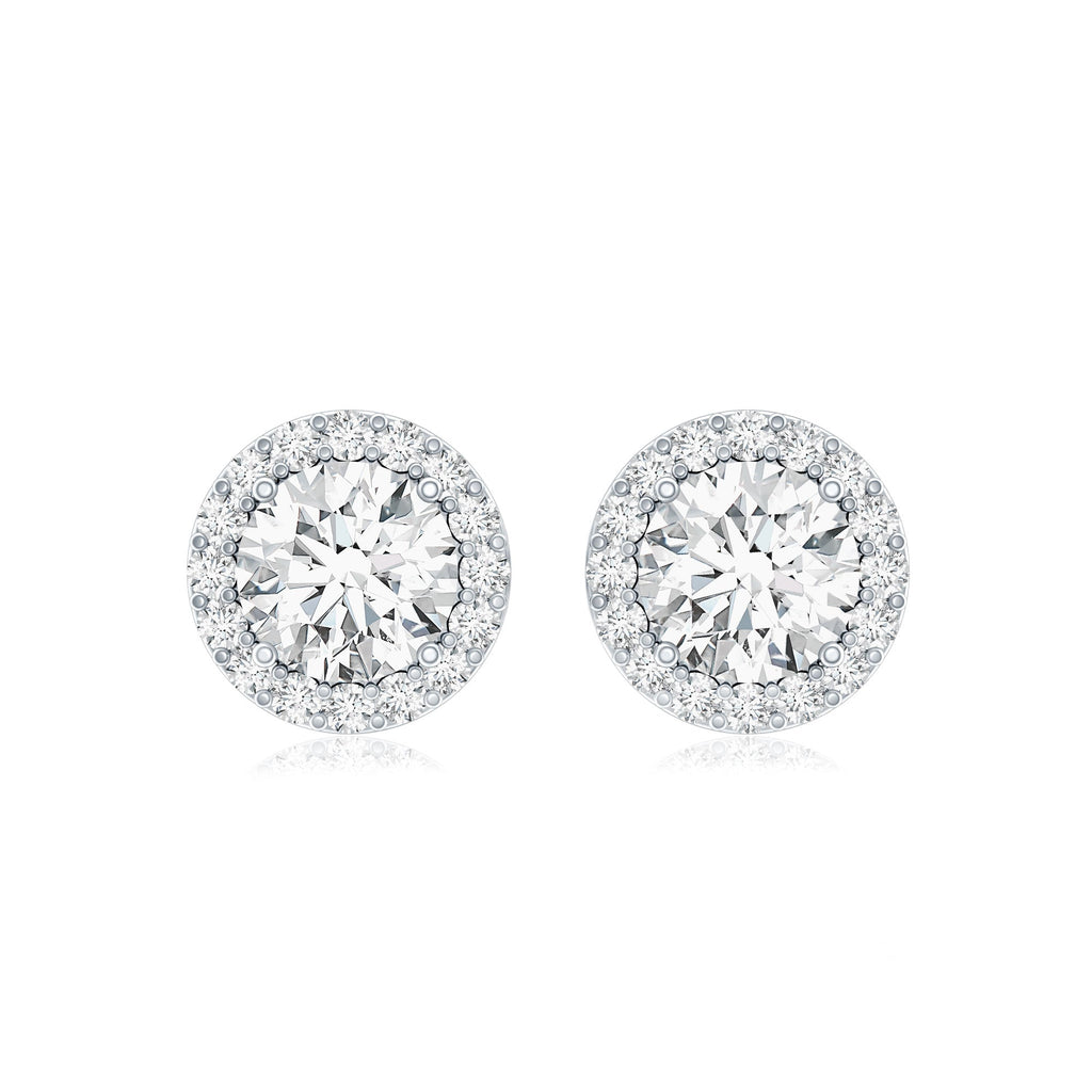 5 MM Round Lab Grown Diamond Halo Stud Earrings With Screw Back