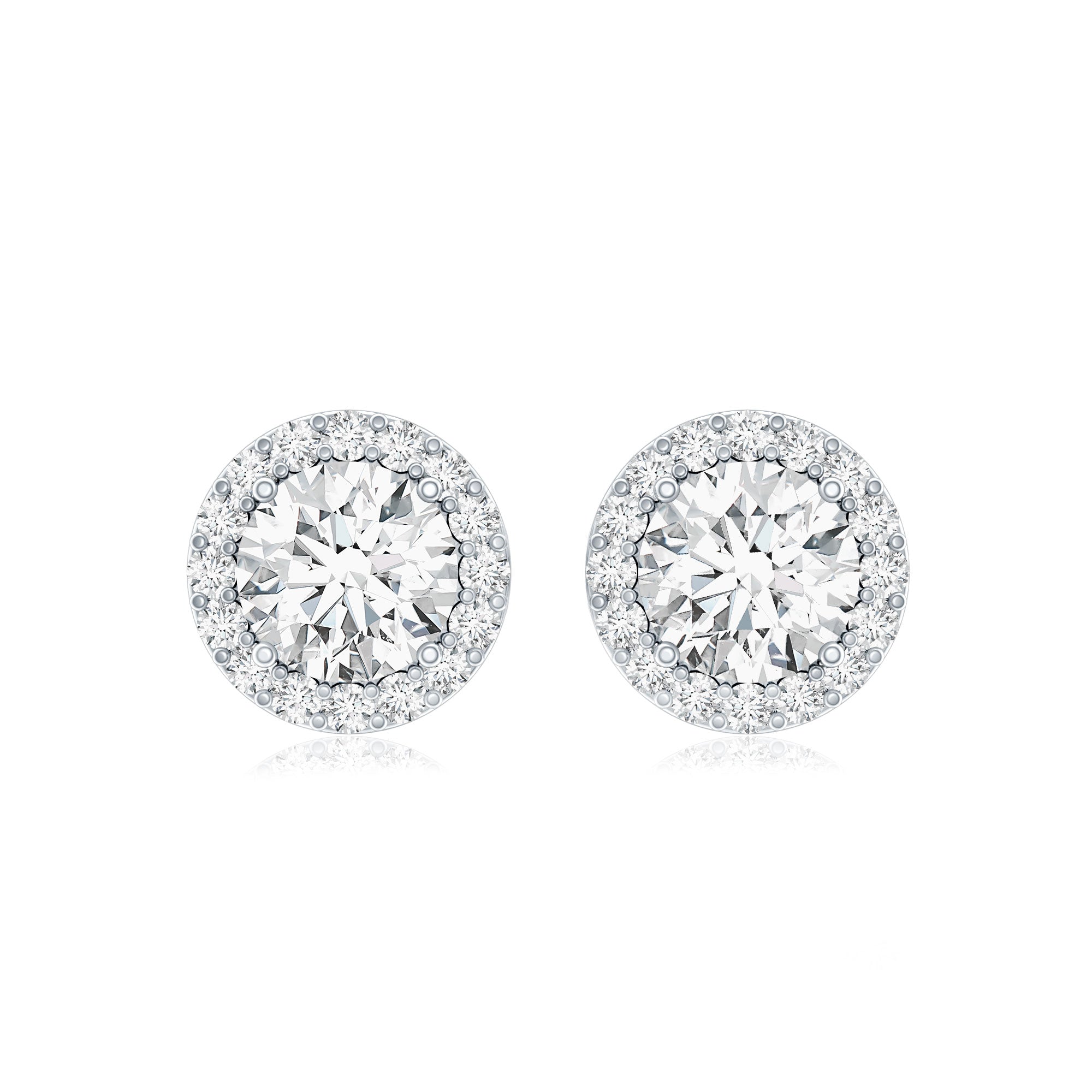 5 MM Round Lab Grown Diamond Halo Stud Earrings With Screw Back