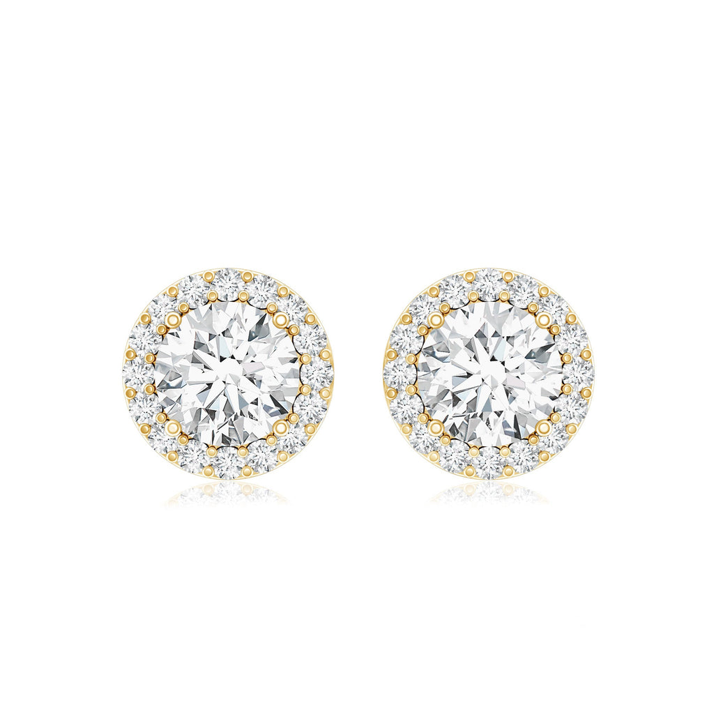 5 MM Round Lab Grown Diamond Halo Stud Earrings With Screw Back