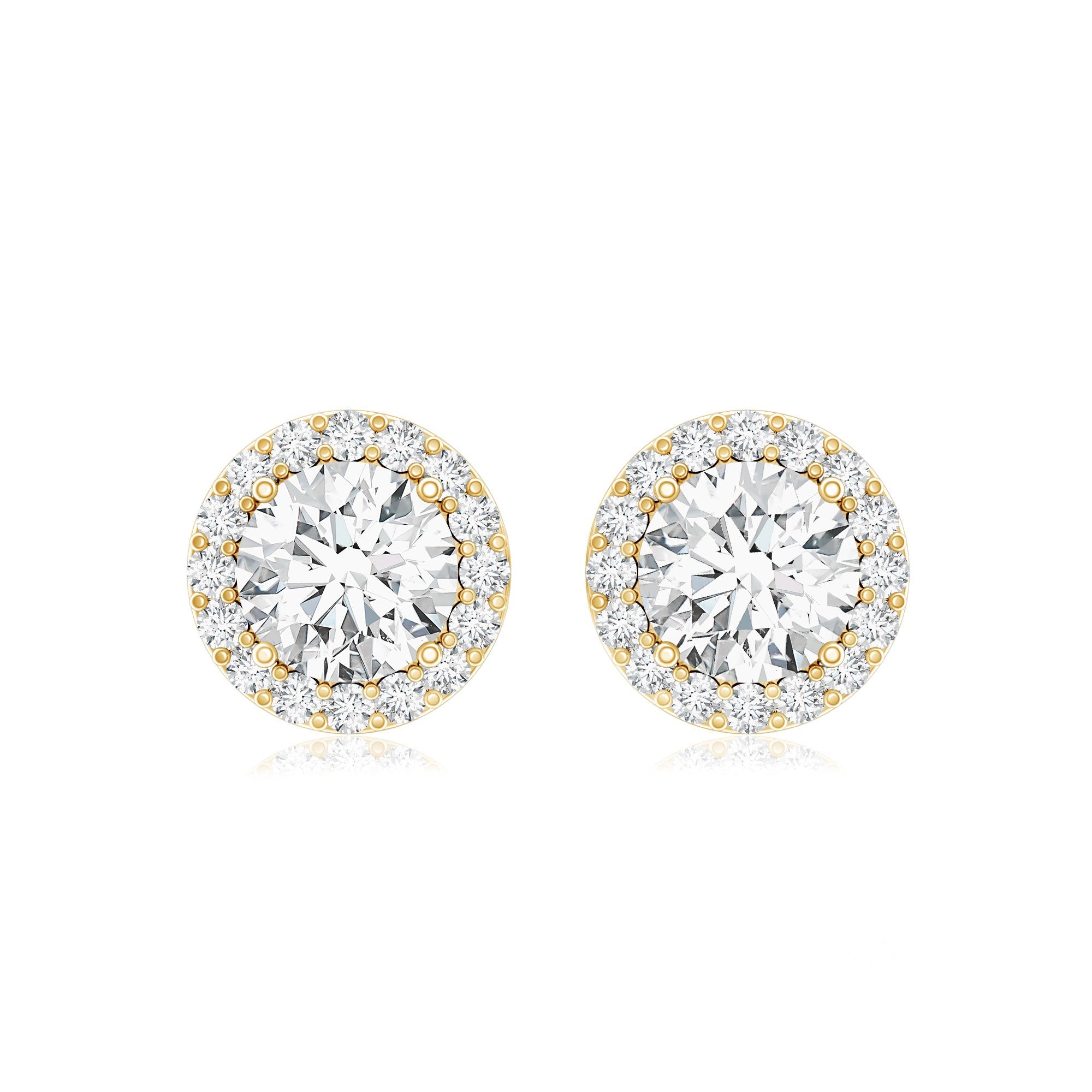 5 MM Round Lab Grown Diamond Halo Stud Earrings With Screw Back