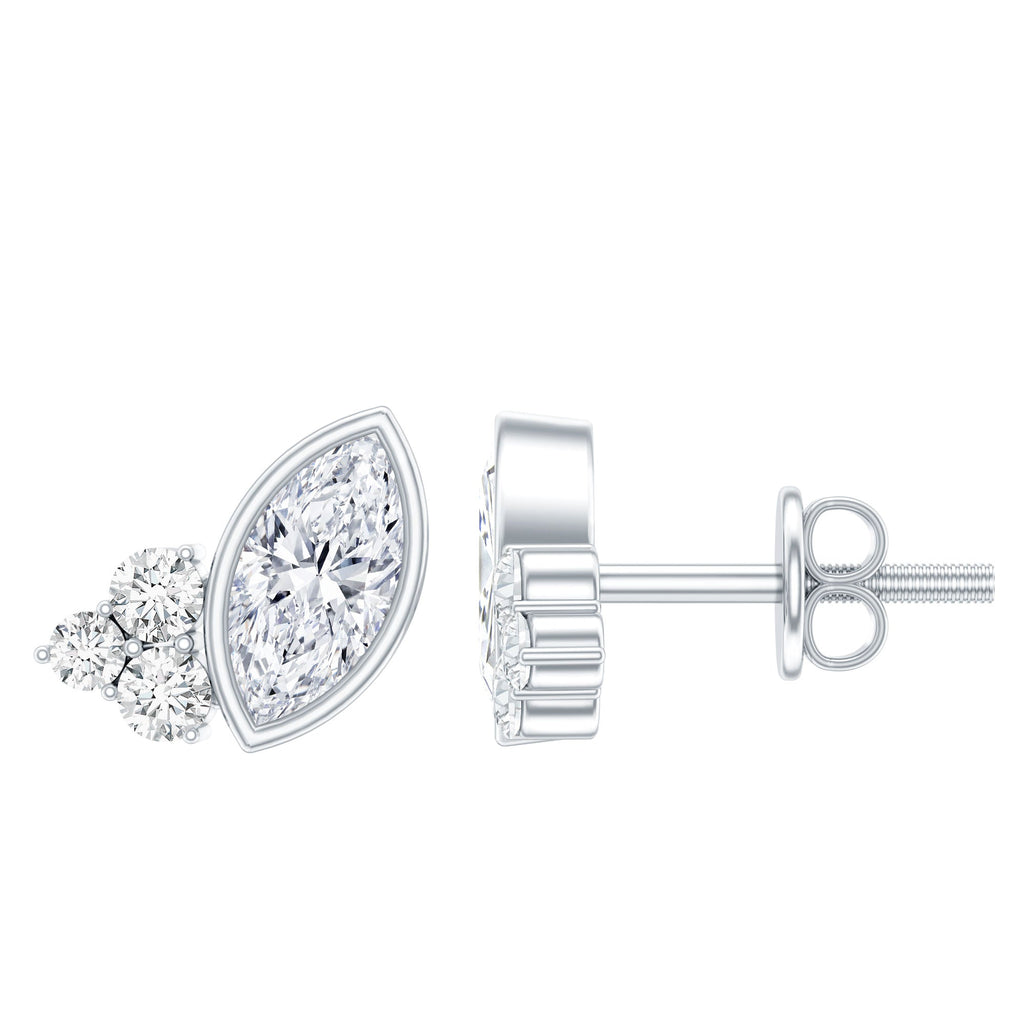 Bezel Set Lab Marquise Diamond Stud Earrings