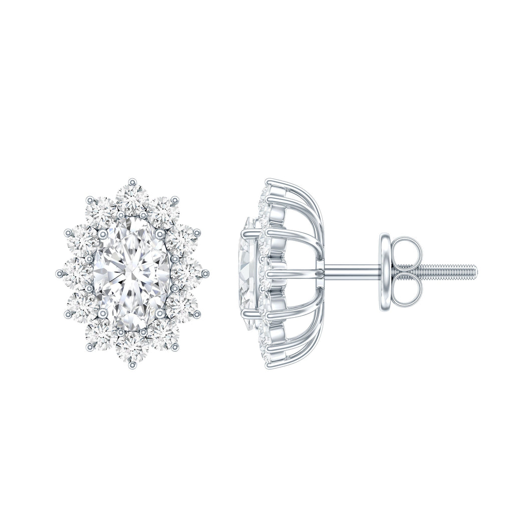 Certified Oval Shaped Lab Grown Diamond Halo Stud Earrings