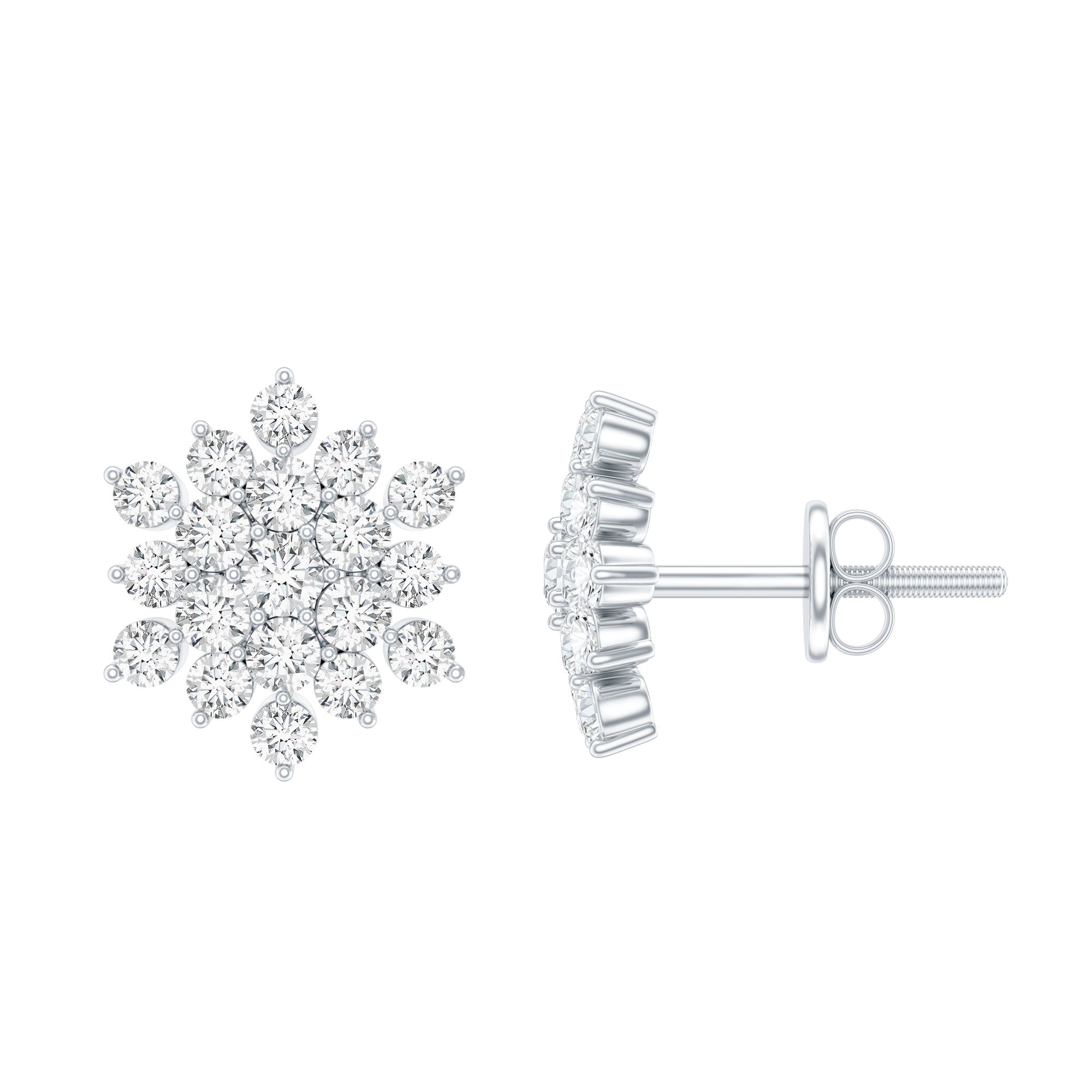 Certified Lab Grown Diamond Flower Statement Earrings