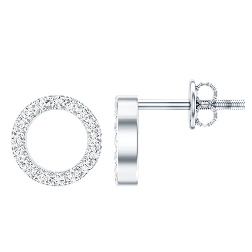 Lab Grown Diamond Circle Stud Earrings With Screw Back