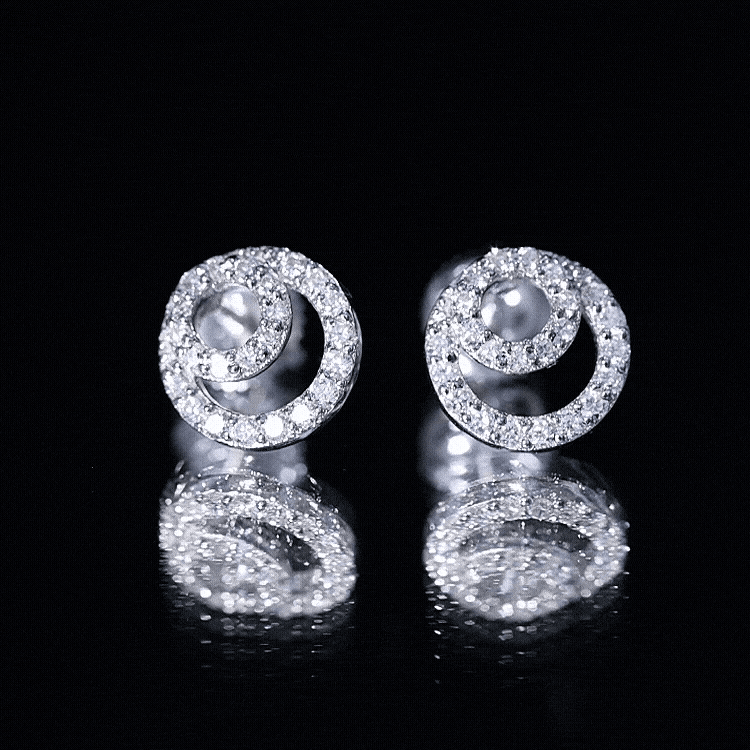 Lab Grown Diamond Double Circle Stud Earrings