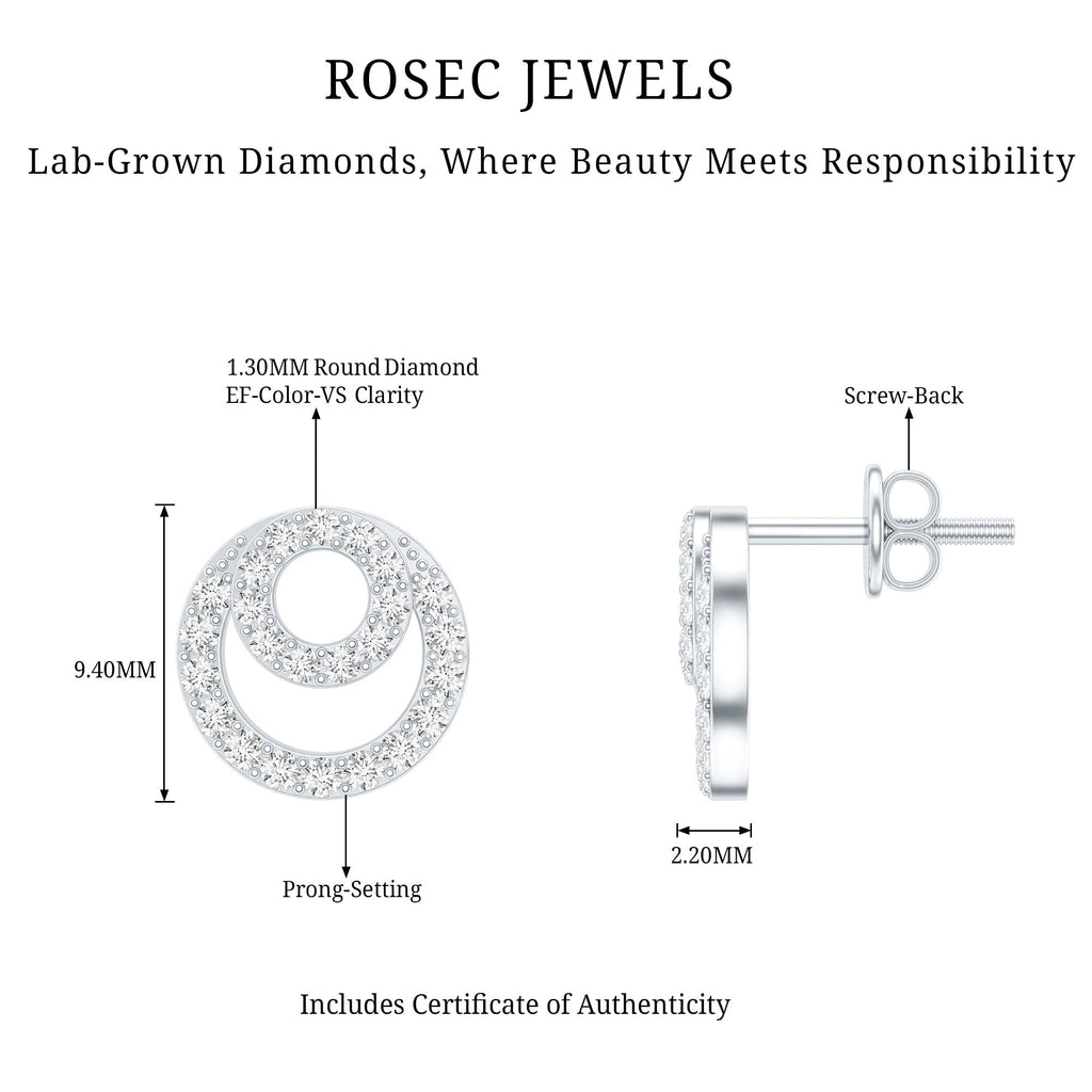 Lab Grown Diamond Double Circle Stud Earrings