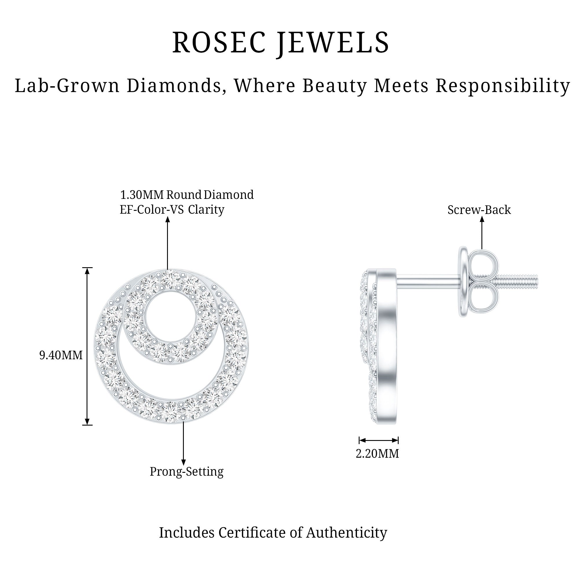 Lab Grown Diamond Double Circle Stud Earrings